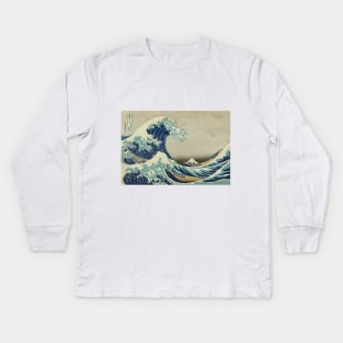 Great Wave Off the Coast of Kanagawa by Katsushika Hokusai Kids Long Sleeve T-Shirt